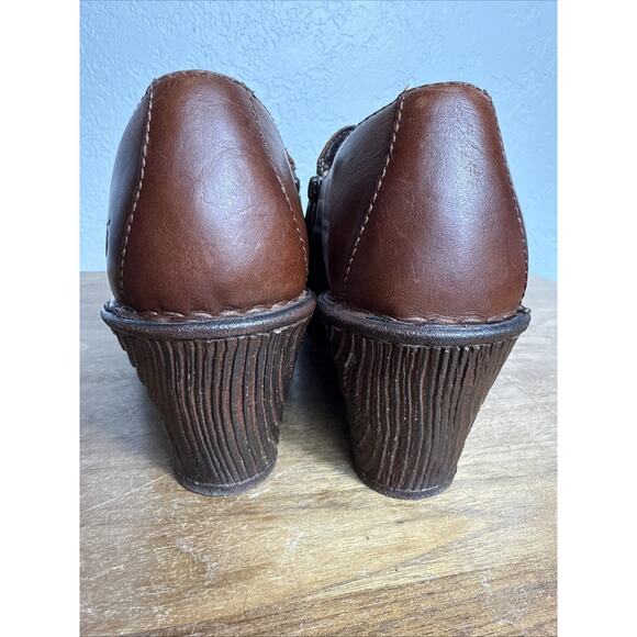 Women's Born Clogs Brown Leather Lightweight Size 9 Side Zip Classic Shoes EUC - Picture 6 of 13